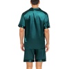 image:imageSWOMOG Satin Matching Pajamas Sets Couple Silk Button Down Nightwear Women amp Men Short Sleeve Sleepwear 2 Pieces LoungewearDark Green