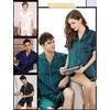 image:imageSWOMOG Satin Matching Pajamas Sets Couple Silk Button Down Nightwear Women amp Men Short Sleeve Sleepwear 2 Pieces LoungewearDark Green