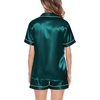 image:imageSWOMOG Satin Matching Pajamas Sets Couple Silk Button Down Nightwear Women amp Men Short Sleeve Sleepwear 2 Pieces LoungewearDark Green