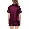 image:imageSWOMOG Satin Matching Pajamas Sets Couple Silk Button Down Nightwear Women amp Men Short Sleeve Sleepwear 2 Pieces LoungewearDark Wine Red
