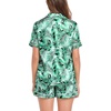 image:imageSWOMOG Satin Matching Pajamas Sets Couple Silk Button Down Nightwear Women amp Men Short Sleeve Sleepwear 2 Pieces LoungewearGreen Leaves