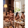 image:imageSWOMOG Satin Matching Pajamas Sets Couple Silk Button Down Nightwear Women amp Men Short Sleeve Sleepwear 2 Pieces LoungewearKhaki