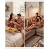 image:imageSWOMOG Satin Matching Pajamas Sets Couple Silk Button Down Nightwear Women amp Men Short Sleeve Sleepwear 2 Pieces LoungewearKhaki