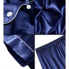 image:imageSWOMOG Satin Matching Pajamas Sets Couple Silk Button Down Nightwear Women amp Men Short Sleeve Sleepwear 2 Pieces LoungewearNavy Blue