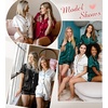 image:imageSWOMOG Satin Matching Pajamas Sets Couple Silk Button Down Nightwear Women amp Men Short Sleeve Sleepwear 2 Pieces LoungewearNavy Blue