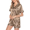image:imageSWOMOG Satin Matching Pajamas Sets Couple Silk Button Down Nightwear Women amp Men Short Sleeve Sleepwear 2 Pieces LoungewearOpaue Couche