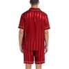 image:imageSWOMOG Satin Matching Pajamas Sets Couple Silk Button Down Nightwear Women amp Men Short Sleeve Sleepwear 2 Pieces LoungewearRed Striped
