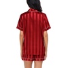 image:imageSWOMOG Satin Matching Pajamas Sets Couple Silk Button Down Nightwear Women amp Men Short Sleeve Sleepwear 2 Pieces LoungewearRed Striped