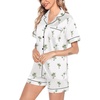 image:imageSWOMOG Satin Matching Pajamas Sets Couple Silk Button Down Nightwear Women amp Men Short Sleeve Sleepwear 2 Pieces LoungewearWhite Coconut Tree
