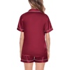 image:imageSWOMOG Satin Matching Pajamas Sets Couple Silk Button Down Nightwear Women amp Men Short Sleeve Sleepwear 2 Pieces LoungewearWine Red