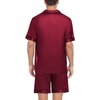 image:imageSWOMOG Satin Matching Pajamas Sets Couple Silk Button Down Nightwear Women amp Men Short Sleeve Sleepwear 2 Pieces LoungewearWine Red
