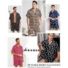 image:imageSWOMOG Silk Satin Pajamas Sets for Men Short Sleeve 2 Piece Button Down Sleepwear Mens Loungewear Sets with PocketsRed Floral