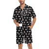 image:imageSWOMOG Silk Satin Pajamas Sets for Men Short Sleeve 2 Piece Button Down Sleepwear Mens Loungewear Sets with PocketsWhite Leopard