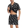 image:imageSWOMOG Silk Satin Pajamas Sets for Men Short Sleeve 2 Piece Button Down Sleepwear Mens Loungewear Sets with PocketsWhite Leopard