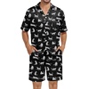 image:imageSWOMOG Silk Satin Pajamas Sets for Men Short Sleeve 2 Piece Button Down Sleepwear Mens Loungewear Sets with PocketsWhite Leopard