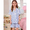 image:imageSWOMOG Unisex Girls Boys Soft Pajamas Set ButtonDown PJs Short Sleeve Sleepwear Toddler Cute Lounge SetsBlue Monkey