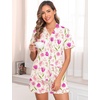 image:imageSWOMOG Woman Pajama Set Short Sleeve Pjs Set 2Pcs Short Pajamas Button Down Ruffle Hem Sleepwear Soft Modal LoungewearApricot Tulip