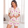 image:imageSWOMOG Woman Pajama Set Short Sleeve Pjs Set 2Pcs Short Pajamas Button Down Ruffle Hem Sleepwear Soft Modal LoungewearApricot Tulip
