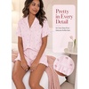 image:imageSWOMOG Woman Pajama Set Short Sleeve Pjs Set 2Pcs Short Pajamas Button Down Ruffle Hem Sleepwear Soft Modal LoungewearBlush Pink Bow