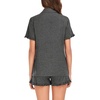 image:imageSWOMOG Woman Pajama Set Short Sleeve Pjs Set 2Pcs Short Pajamas Button Down Ruffle Hem Sleepwear Soft Modal LoungewearDark Gray