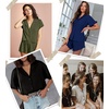 image:imageSWOMOG Woman Pajama Set Short Sleeve Pjs Set 2Pcs Short Pajamas Button Down Ruffle Hem Sleepwear Soft Modal LoungewearDark Gray