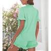 image:imageSWOMOG Woman Pajama Set Short Sleeve Pjs Set 2Pcs Short Pajamas Button Down Ruffle Hem Sleepwear Soft Modal LoungewearMint Green