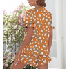 image:imageSWOMOG Woman Pajama Set Short Sleeve Pjs Set 2Pcs Short Pajamas Button Down Ruffle Hem Sleepwear Soft Modal LoungewearOrange Leopard