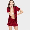 image:imageSWOMOG Woman Pajama Set Short Sleeve Pjs Set 2Pcs Short Pajamas Button Down Ruffle Hem Sleepwear Soft Modal LoungewearRed Leopard
