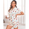 image:imageSWOMOG Woman Pajama Set Short Sleeve Pjs Set 2Pcs Short Pajamas Button Down Ruffle Hem Sleepwear Soft Modal LoungewearWhite Tulip