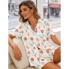 image:imageSWOMOG Woman Pajama Set Short Sleeve Pjs Set 2Pcs Short Pajamas Button Down Ruffle Hem Sleepwear Soft Modal LoungewearWhite Tulip