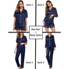 image:imageSWOMOG Women 4Pcs Silk Pajamas Set Button Down Sleepwear Loungewear Pj Sets for Ladies NightwearDeep Navy Blue