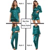 image:imageSWOMOG Women 4Pcs Silk Pajamas Set Button Down Sleepwear Loungewear Pj Sets for Ladies NightwearGreen