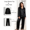 image:imageSWOMOG Women 4Pcs Silk Pajamas Set Button Down Sleepwear Loungewear Pj Sets for Ladies NightwearZ Double Piping  Black