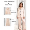 image:imageSWOMOG Women 4Pcs Silk Pajamas Set Button Down Sleepwear Loungewear Pj Sets for Ladies NightwearZ Double Piping  Champagne