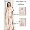 image:imageSWOMOG Women 4Pcs Silk Pajamas Set Button Down Sleepwear Loungewear Pj Sets for Ladies NightwearZ Double Piping  Champagne
