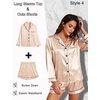 image:imageSWOMOG Women 4Pcs Silk Pajamas Set Button Down Sleepwear Loungewear Pj Sets for Ladies NightwearZ Double Piping  Champagne