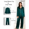 image:imageSWOMOG Women 4Pcs Silk Pajamas Set Button Down Sleepwear Loungewear Pj Sets for Ladies NightwearZ Double Piping  Deep Green