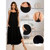 image:imageSWOMOG Women Long Nightgown Pajama Dress Soft Strap Nightdress Summer Sleeveless Nightshirt Lounge Dress with PocketsBlack