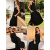image:imageSWOMOG Women Long Nightgown Pajama Dress Soft Strap Nightdress Summer Sleeveless Nightshirt Lounge Dress with PocketsBlack