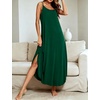 image:imageSWOMOG Women Long Nightgown Pajama Dress Soft Strap Nightdress Summer Sleeveless Nightshirt Lounge Dress with PocketsGreen
