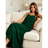 image:imageSWOMOG Women Long Nightgown Pajama Dress Soft Strap Nightdress Summer Sleeveless Nightshirt Lounge Dress with PocketsGreen