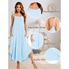 image:imageSWOMOG Women Long Nightgown Pajama Dress Soft Strap Nightdress Summer Sleeveless Nightshirt Lounge Dress with PocketsLight Blue