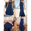image:imageSWOMOG Women Long Nightgown Pajama Dress Soft Strap Nightdress Summer Sleeveless Nightshirt Lounge Dress with PocketsNavy Blue