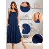 image:imageSWOMOG Women Long Nightgown Pajama Dress Soft Strap Nightdress Summer Sleeveless Nightshirt Lounge Dress with PocketsNavy Blue