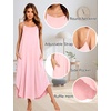 image:imageSWOMOG Women Long Nightgown Pajama Dress Soft Strap Nightdress Summer Sleeveless Nightshirt Lounge Dress with PocketsPink