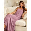 image:imageSWOMOG Women Long Nightgown Pajama Dress Soft Strap Nightdress Summer Sleeveless Nightshirt Lounge Dress with PocketsTaropurple