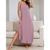 image:imageSWOMOG Women Long Nightgown Pajama Dress Soft Strap Nightdress Summer Sleeveless Nightshirt Lounge Dress with PocketsTaropurple