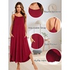 image:imageSWOMOG Women Long Nightgown Pajama Dress Soft Strap Nightdress Summer Sleeveless Nightshirt Lounge Dress with PocketsWine Red