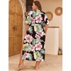 image:imageSWOMOG Women Plus Size Swimsuit Cover Up Bikini Bathing Suit Sexy Deep V Neck Swim Beach Dresses Summer BeachwearLongblack Green Flower