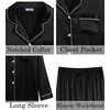 image:imageSWOMOG Womens 2 PCS  3 PCS Pajamas Set Silk Satin Long Sleeve Sleepwear Button Down Loungewear Pjs NightwearZ  Black  2 Pcs